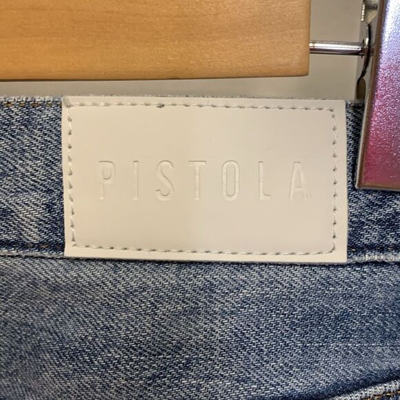 Pistola Presley Blue Med Wash High Rise Button Fly Distressed Loose Fit Jeans 29 - Picture 7 of 16